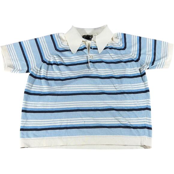 Towncraft 60’s/70’s Vintage JC Penny Blue Stripe Knit Polo - Picture 1 of 4